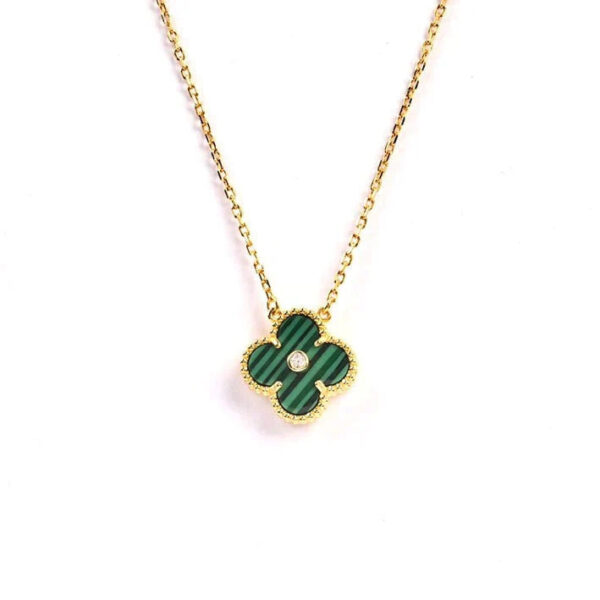 Toxse Clover Pendant Malachite Gold Necklace