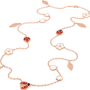 LUCKY SPRING 15 MOTIFS PINK GOLD NECKLACE