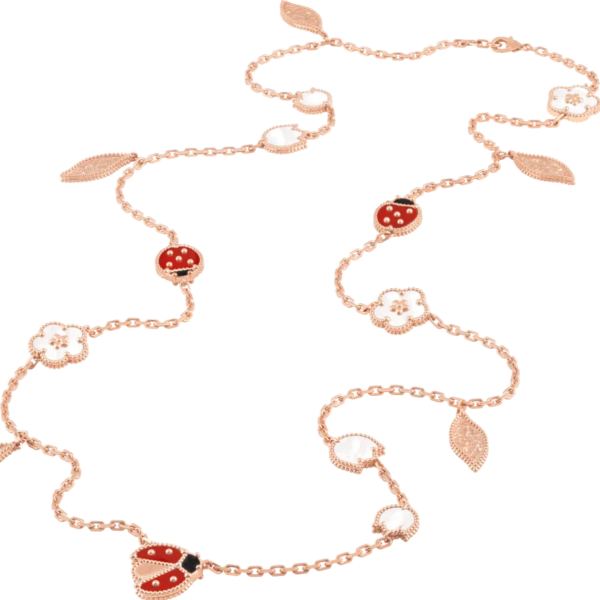 LUCKY SPRING 15 MOTIFS PINK GOLD NECKLACE