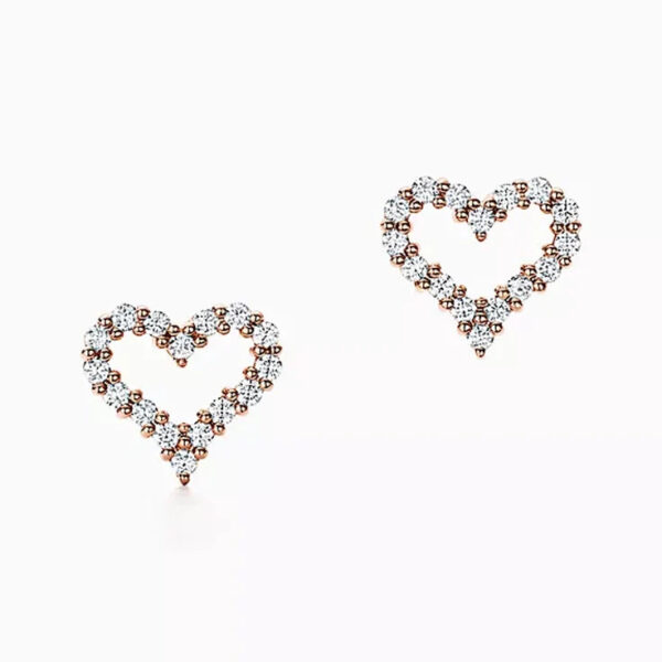 Toxse Heart Diamonds Rose Gold Earrings