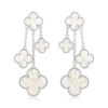 CLOVER EARRINGS WHITE MOP 4 MOTIFS SILVER