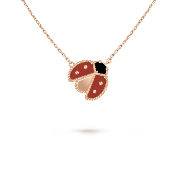 LUCKY SPRING OPEN WINGS BUG PINK GOLD PENDANT